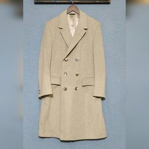 Malcom Kennith Beige 100% Wool Double-Breasted Trench Coat